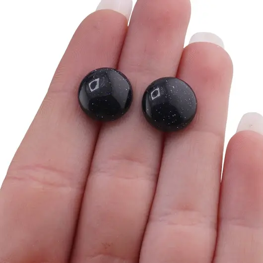 Cercei cu surub Goldstone albastru semisfere, 12mm, imagine 3