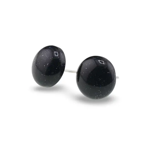 Cercei cu surub Goldstone albastru semisfere, 12mm