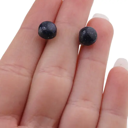Cercei cu surub Goldstone albastru semisfere 8mm, imagine 3