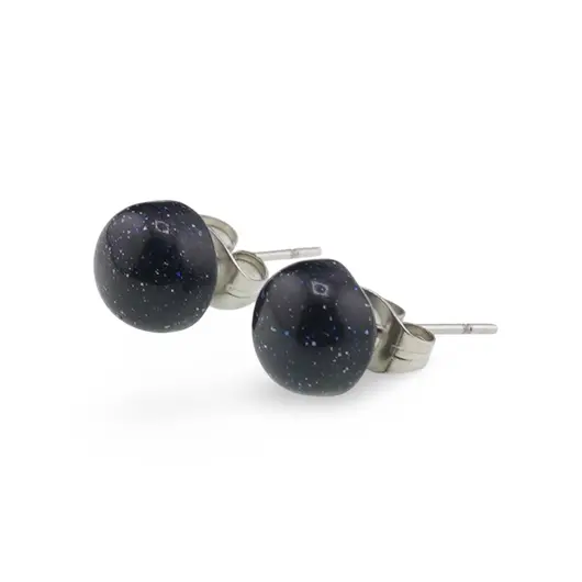 Cercei cu surub Goldstone albastru semisfere 8mm