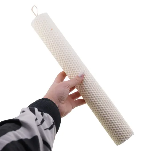Lumanare fagure din ceara de albine naturala, 33cm - alba, imagine 3