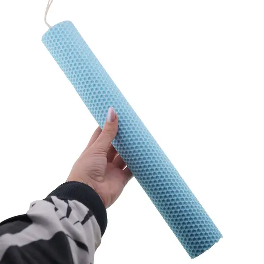 Lumanare fagure din ceara de albine naturala, 33cm - albastru, imagine 3