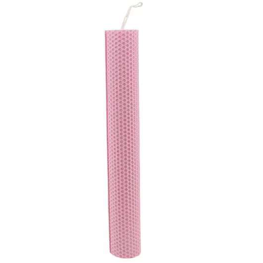 Lumanare fagure din ceara de albine naturala, 33cm - roz