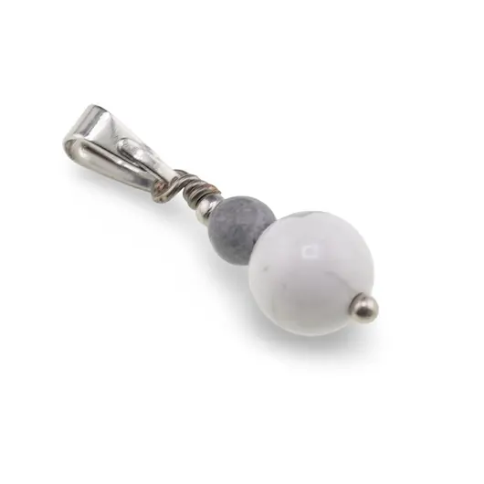 Pandantiv Howlit sfere 8mm si Obsidian fulg de nea sfere 4mm