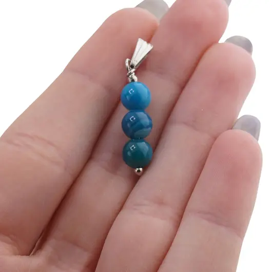 Set Cercei si Pandantiv Agat albastru sfere, 6mm, imagine 4