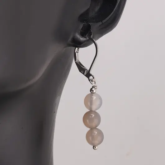 Set Cercei si Pandantiv Agat natural sfere, 6mm, imagine 2