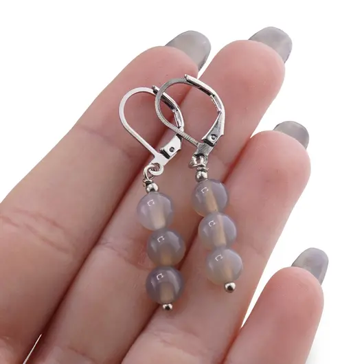 Set Cercei si Pandantiv Agat natural sfere, 6mm, imagine 4