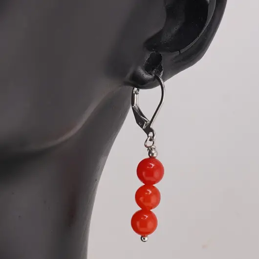 Set Cercei si Pandantiv Agat rosu sfere, 6mm, imagine 2