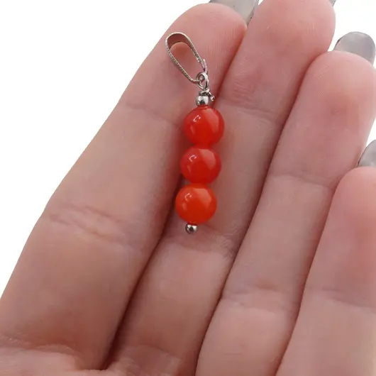 Set Cercei si Pandantiv Agat rosu sfere, 6mm, imagine 5