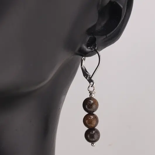 Set Cercei si Pandantiv Bronzit sfere, 6mm, imagine 3