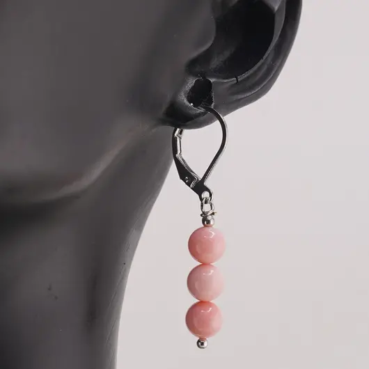 Set Cercei si Pandantiv Coral roz sfere, 6mm, imagine 2