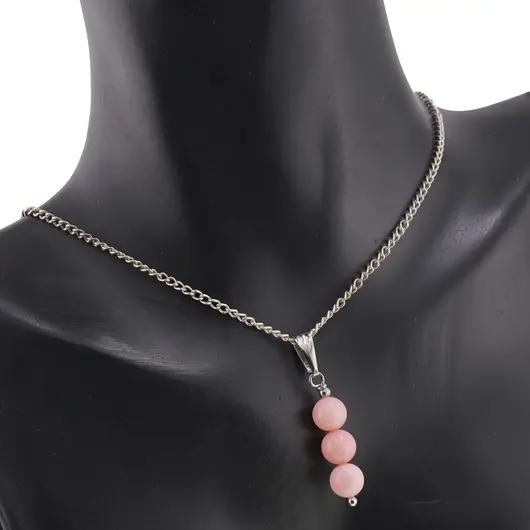 Set Cercei si Pandantiv Coral roz sfere, 6mm, imagine 3