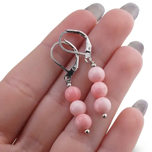 Set Cercei si Pandantiv Coral roz sfere, 6mm, imagine 4