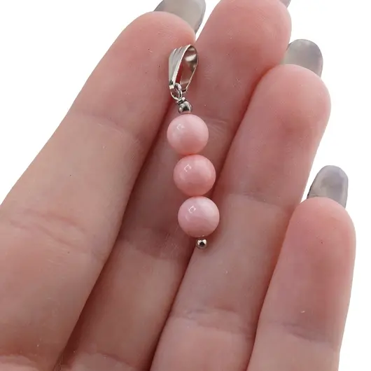 Set Cercei si Pandantiv Coral roz sfere, 6mm, imagine 5