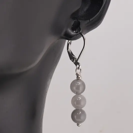 Set Cercei si Pandantiv Cuart gri sfere, 6mm, imagine 2