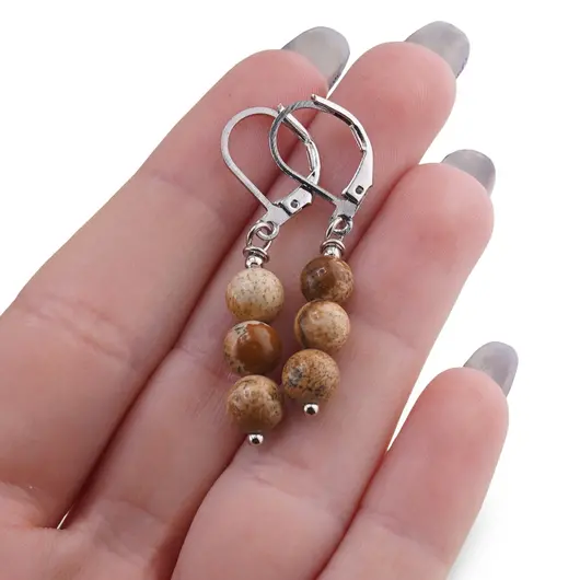 Set Cercei si Pandantiv Jasp Peisaj sfere, 6mm, imagine 5