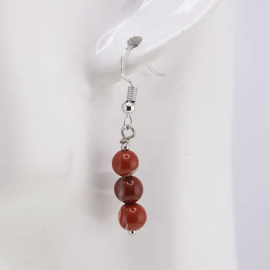Set Cercei si Pandantiv Jasp rosu sfere, 6mm, imagine 2