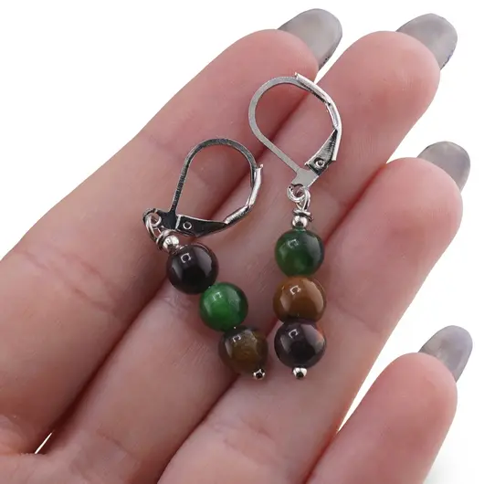 Set Cercei si Pandantiv Mix Ochi de Tigru sfere, 6mm, imagine 4
