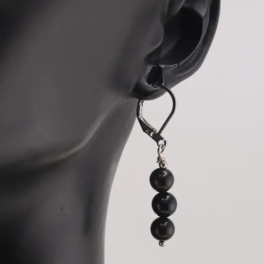 Set Cercei si Pandantiv Obsidian auriu sfere, 6mm, imagine 2
