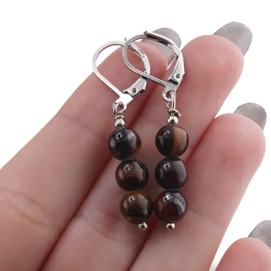 Set Cercei si Pandantiv Ochi de tigru sfere, 6mm, imagine 4