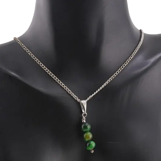 Set Cercei si Pandantiv Ochi de tigru verde sfere, 6mm, imagine 2