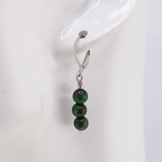Set Cercei si Pandantiv Ochi de tigru verde sfere, 6mm, imagine 3