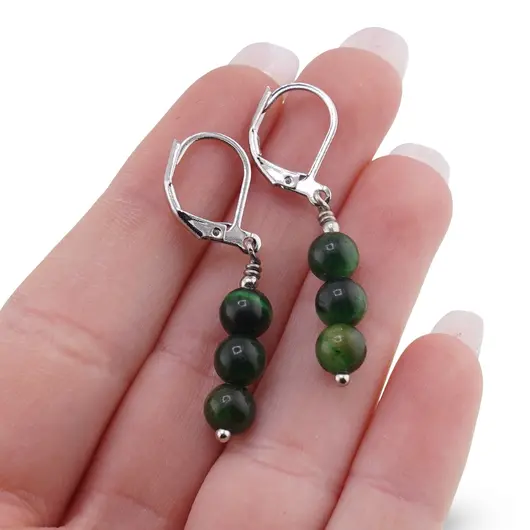 Set Cercei si Pandantiv Ochi de tigru verde sfere, 6mm, imagine 5