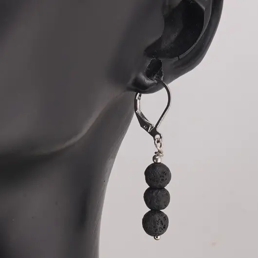 Set Cercei si Pandantiv Roca vulcanica sfere, 6mm, imagine 3