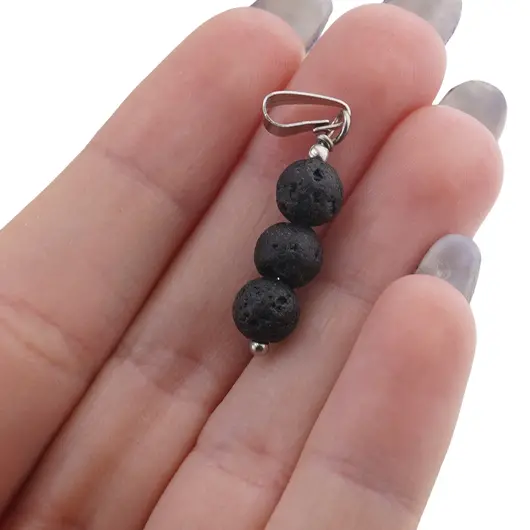 Set Cercei si Pandantiv Roca vulcanica sfere, 6mm, imagine 4