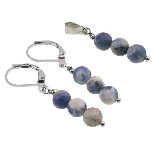 Set Cercei si Pandantiv Sodalit sfere, 6mm
