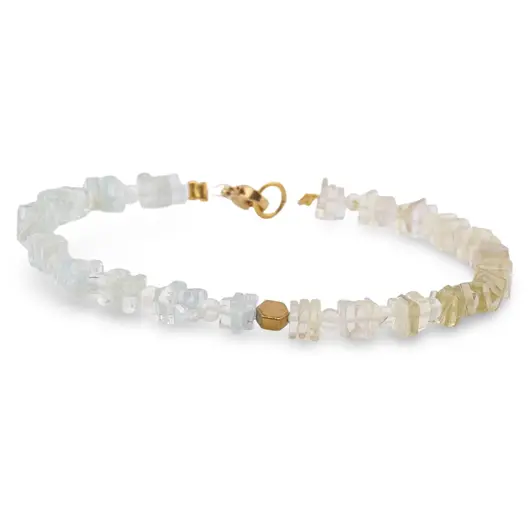 Bratara Acvamarin, Prasiolit si Peridot patratele 4-5mm, Prasiolit sfere 3mm si Hematit auriu 4mm, imagine 2