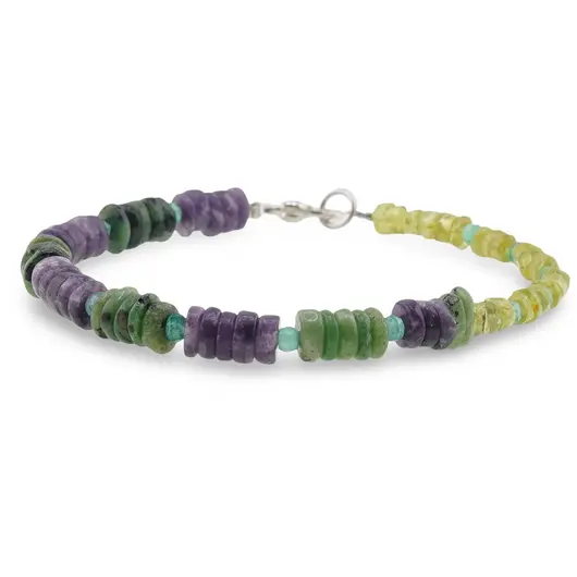 Bratara Peridot, Lepidolit si Smarald discuri 4-6mm si Onix verde discuri fatetate 3mm, imagine 2
