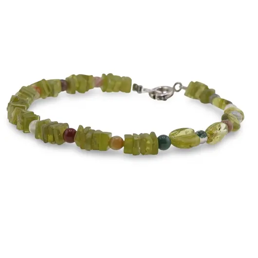 Bratara Peridot patratele 4-5mm si neuniform 5-7mm cu Mix cristale sfere 3mm, imagine 2