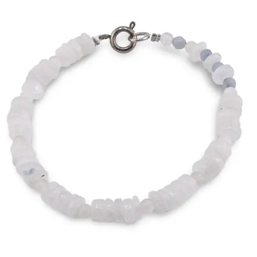Bratara Piatra Lunii sfere si discuri 3-6mm cu Acvamarin sfere fatetate 4mm