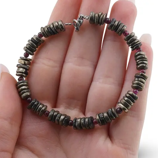 Bratara Pirita discuri 6mm si Granat sfere 3mm, imagine 3