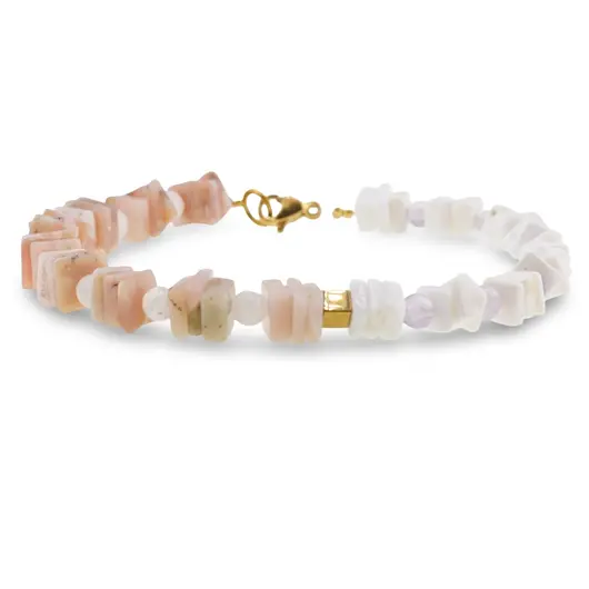 Bratara Rodocrozit si Opal alb patratele 5-7mm, Ametist si Piatra Lunii sfere 3-4mm si Hematit auriu cub 3mm, imagine 2