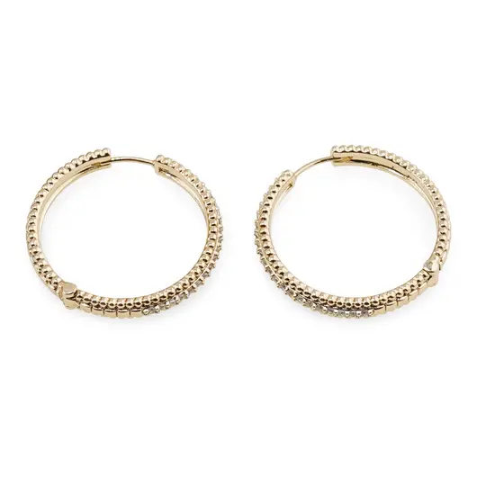 Cercei din cupru placat cu aur galben 18k, model creole cu zirconii