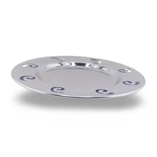 Farfurie metalica decorativa vintage cu decupaje in forma de spirala, 13cm, imagine 2