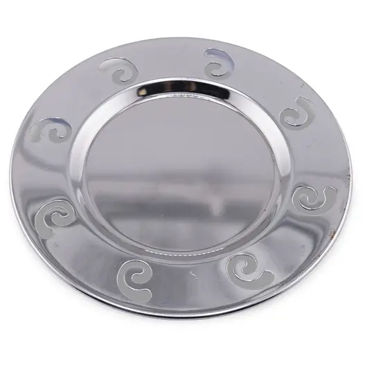 Farfurie metalica decorativa vintage cu decupaje in forma de spirala, 13cm