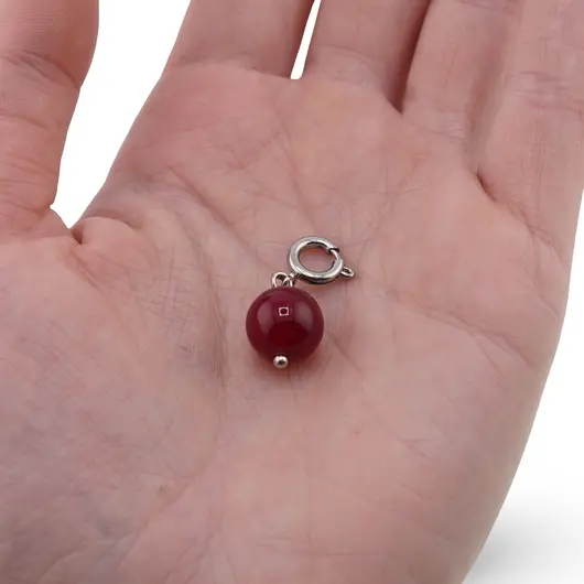 Pandantiv / Breloc cu Agat roz sfera, 10mm, imagine 3