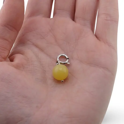 Pandantiv / Breloc cu Jad galben sfera, 10mm, imagine 3