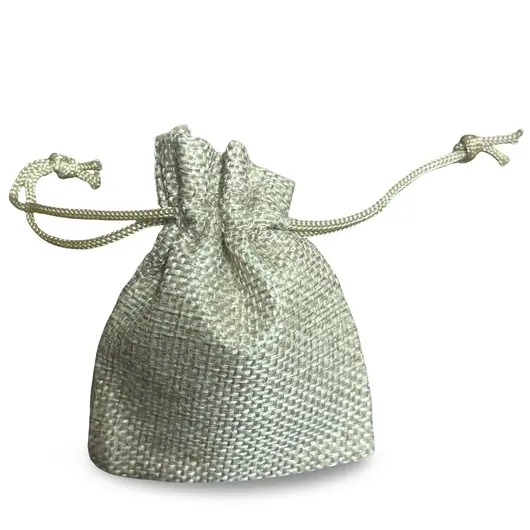 Saculet material textil crem 9x7cm, imagine 2