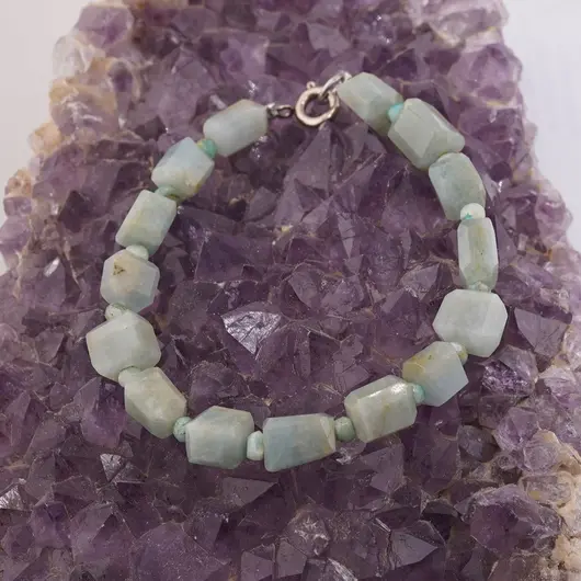 Bratara Acvamarin fatetat 7-9mm si discuri fatetate 4mm, imagine 2