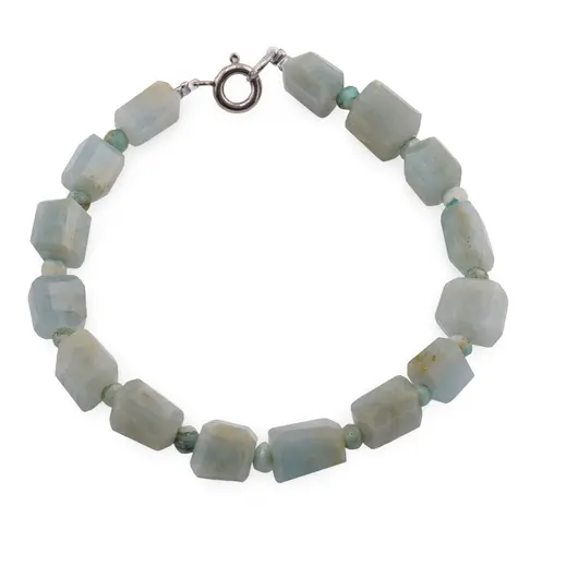 Bratara Acvamarin fatetat 7-9mm si discuri fatetate 4mm