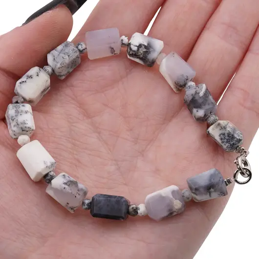 Bratara Agat dendritic fatetat 10-11mm si discuri fatetate 4mm, imagine 3