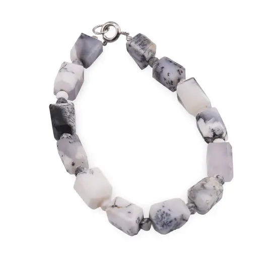 Bratara Agat dendritic fatetat 10-11mm si discuri fatetate 4mm