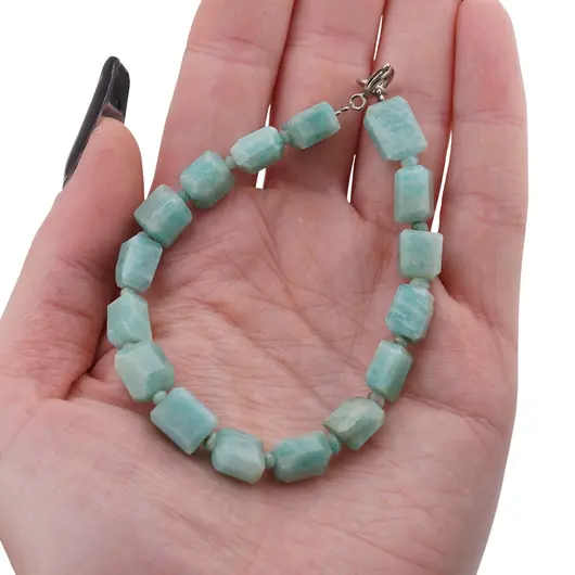 Bratara Amazonit fatetat 9-10mm si discuri fatetate 4mm, imagine 3