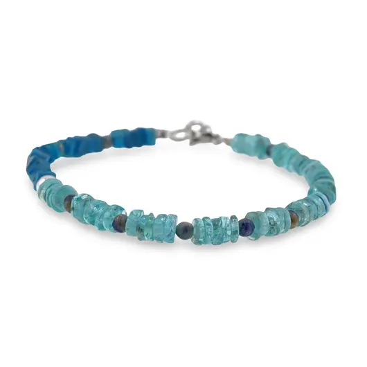 Bratara Apatit discuri 5mm si Apatit dark patratele 4mm cu Lapis Lazuli sfere 3mm, imagine 2