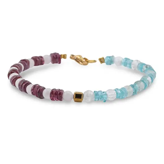 Bratara Apatit si Granat discuri 4-5mm, Piatra Lunii sfere 4mm si Hematit cub 6mm, imagine 2