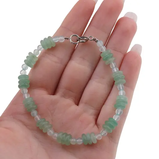 Bratara Aventurin rondele 6-7mm si Acvamarin sfere 4mm, imagine 3